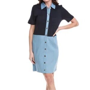 Nanette Lepore Mixed Media Button Down Dress